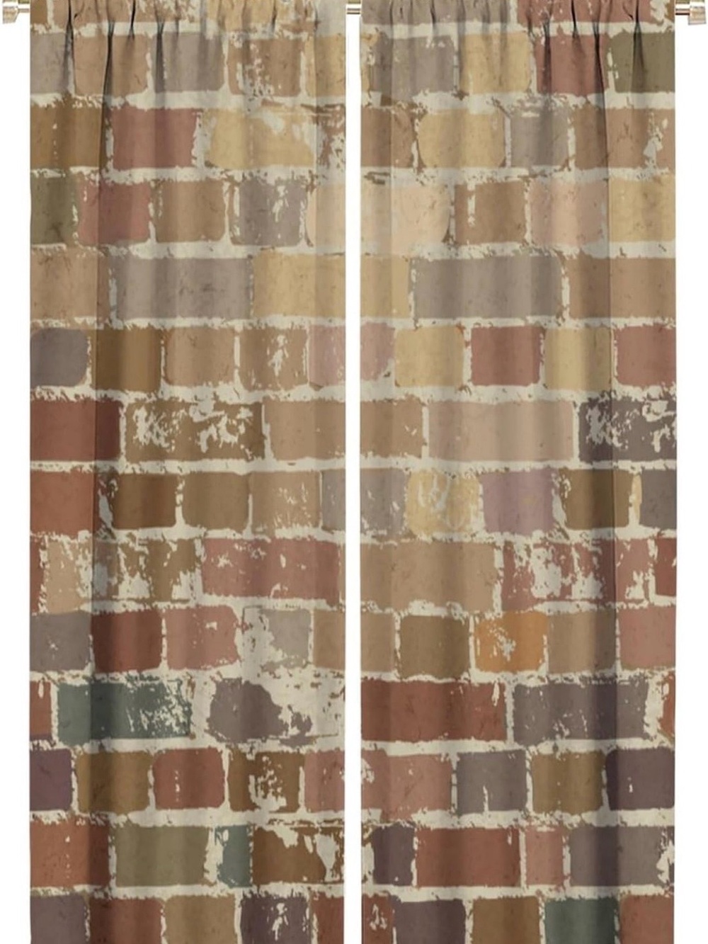 Brick Pattern Curtain Panel in Earth Tones